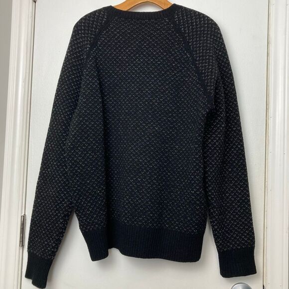 J. Crew Men’s 100% Lambswool Pullover Sweater Crewneck Black/Grey Birdseye sz L - Picture 3 of 9